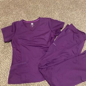 Healing Hands V-Neck Purple Scrub Top